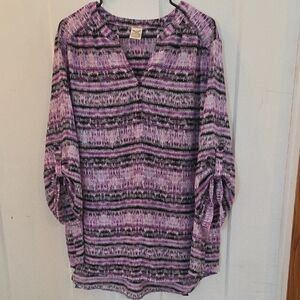 Faded Glory Women's Top in Purple and Black Pattern